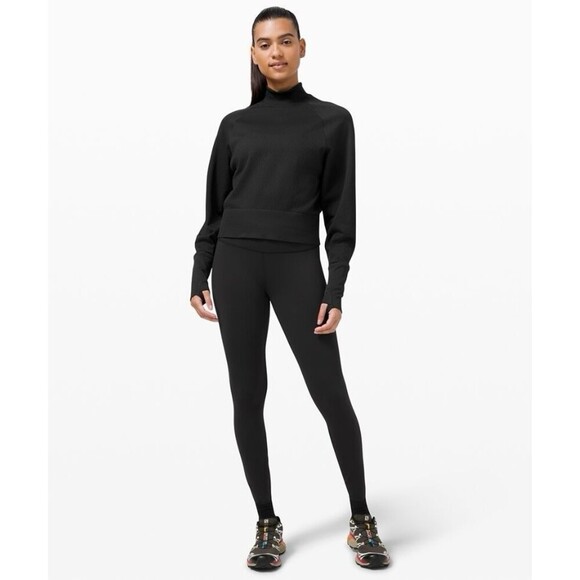 Lululemon Women's Engineered Warmth Pullover Mock Neck Black Size 8 Athleisure - Picture 2 of 10